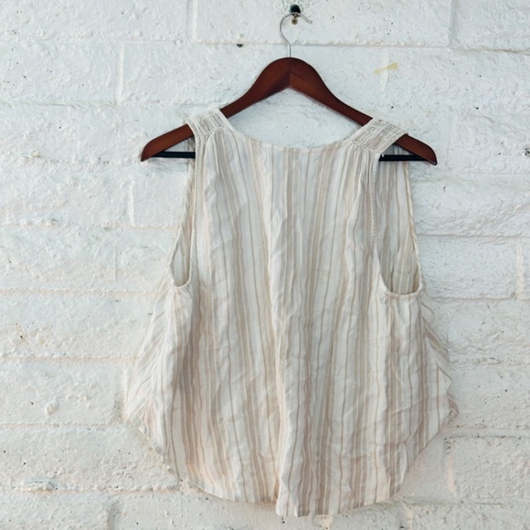 FREE PEOPLE BY MY SIDE STRIPED SLEEVELESS BLOUSE beige size XS - Picture 8 of 10